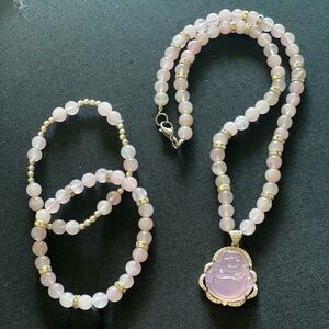 Beautiful 😍 Pink Tourmaline beads, silver spacers and pink Buddah w crystals